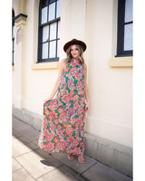 Malia Halter Dress- Pink Green Paisley