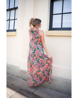 Malia Halter Dress- Pink Green Paisley