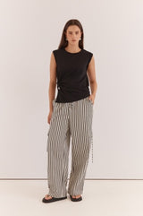 May Tie Waist Cargo - Black Cream
