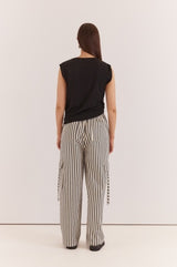 May Tie Waist Cargo - Black Cream