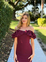 Noah Ruffle Off Shoulder Maxi Dress