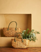 ‘Robert Gordan’ Suede Handle Wicka Baskets - 2 Sizes - Pink & Brown