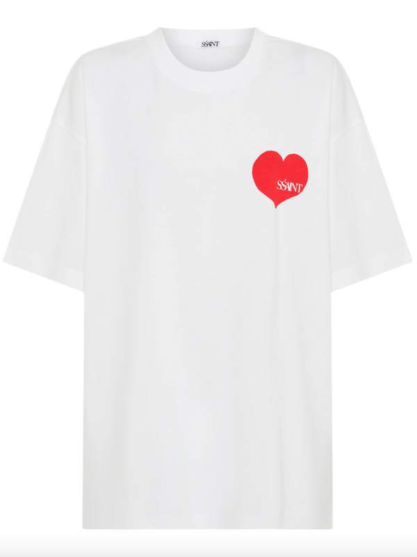 'SŚaint' Heart Tee - White and Red