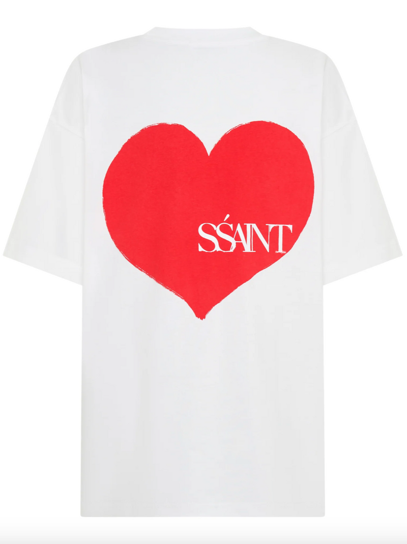 'SŚaint' Heart Tee - White and Red