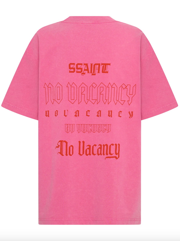 'SŚaint' No Vacancy Tee - Pink Acid Wash
