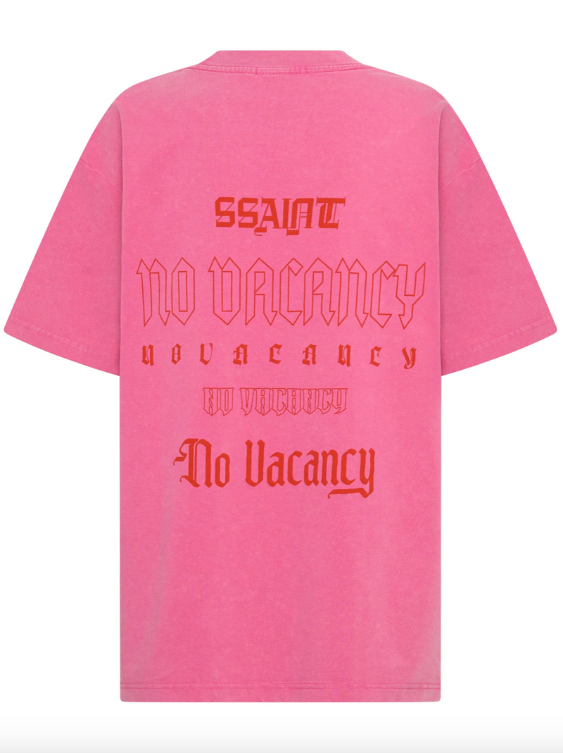'SŚaint' No Vacancy Tee - Pink Acid Wash