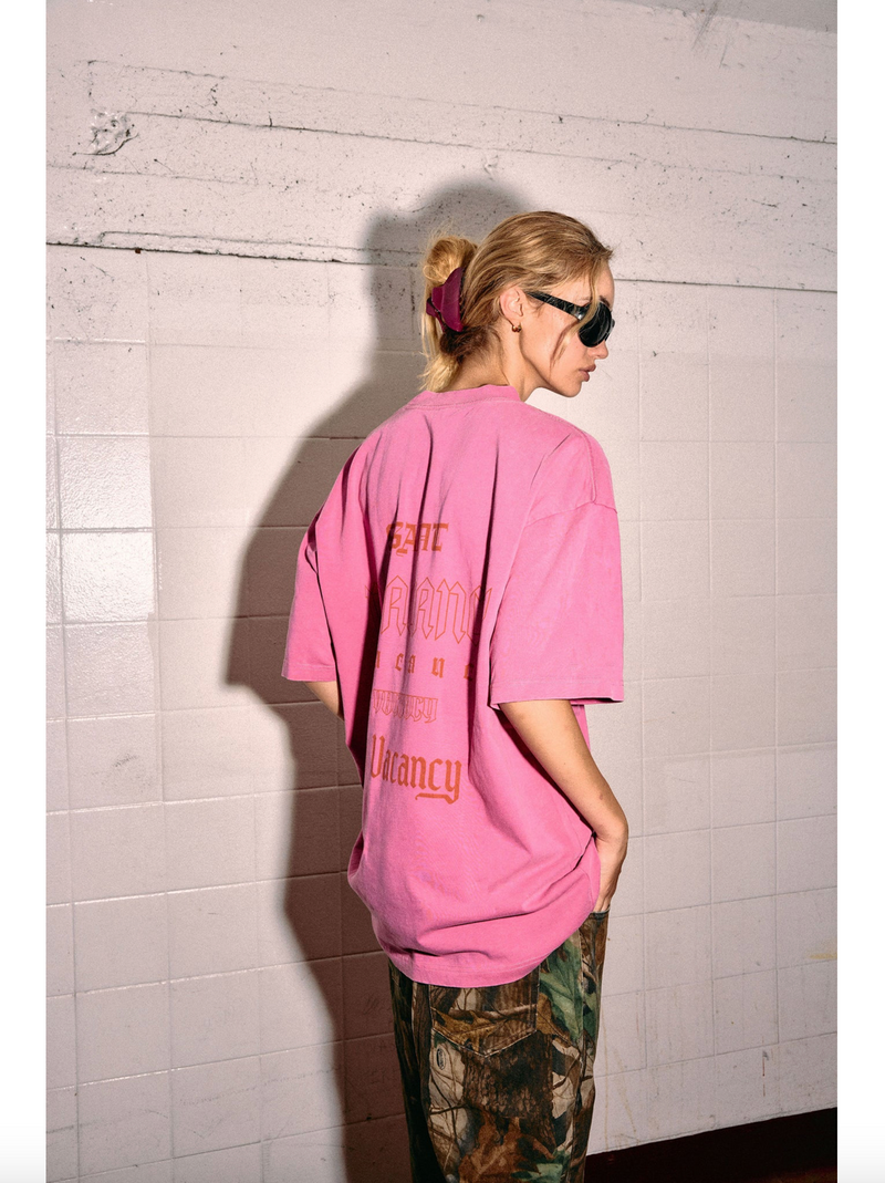 'SŚaint' No Vacancy Tee - Pink Acid Wash