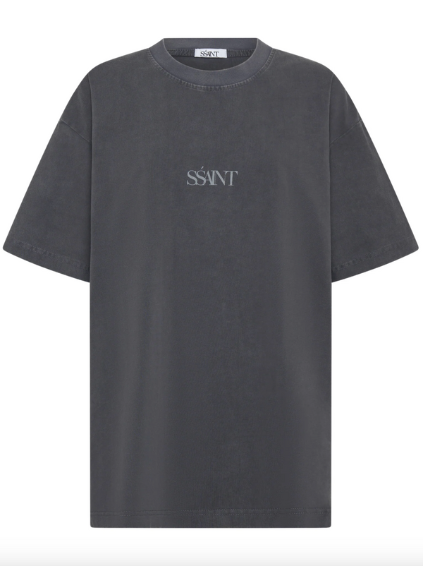 'SŚaint' No Vacancy Tee - Charcoal Acid Wash
