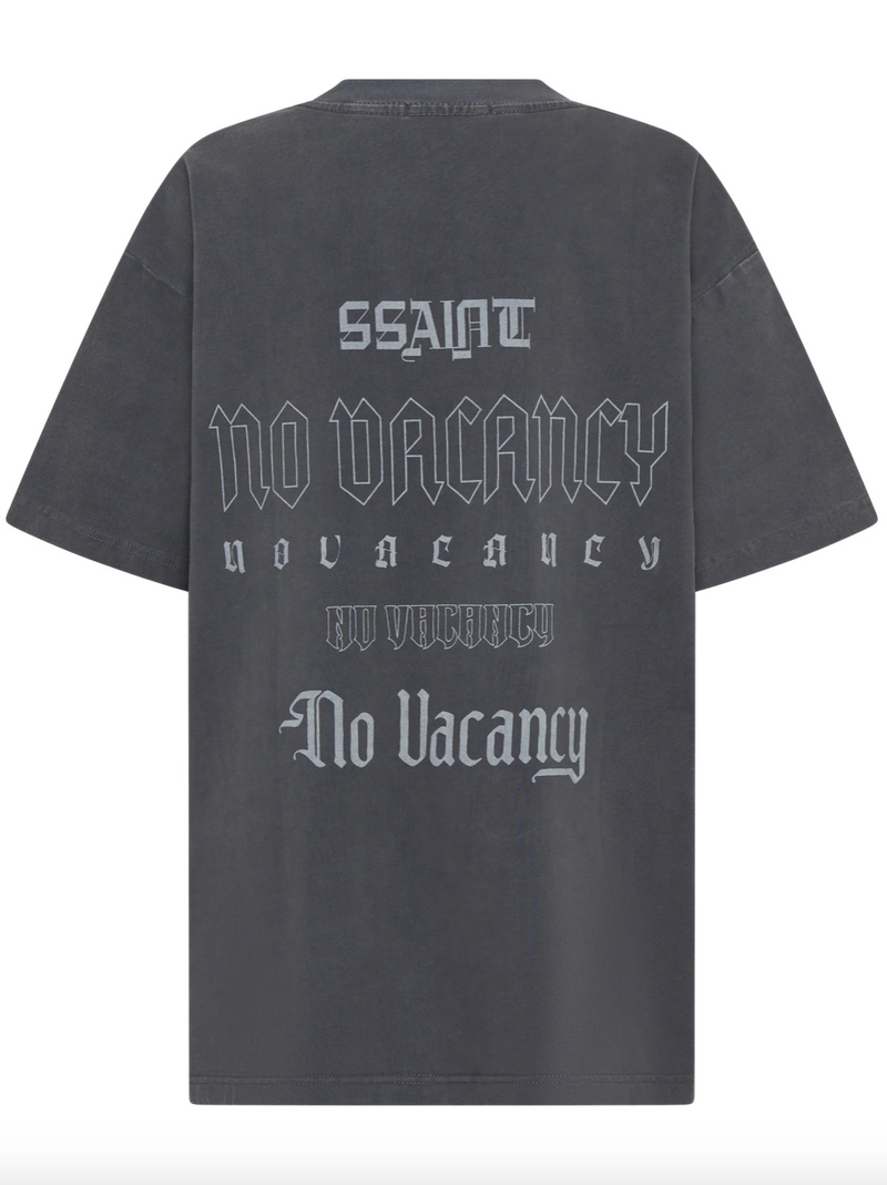 'SŚaint' No Vacancy Tee - Charcoal Acid Wash