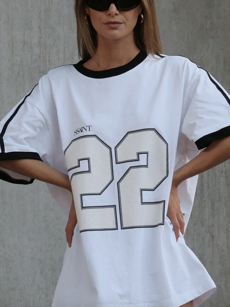 'SŚaint' Twenty Two Tee - White and Black