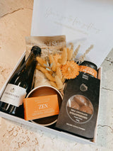 Mother’s Day gift box with sparkling wine, self care products and chocolate strawberries by Holabox Australia