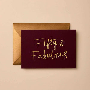 ‘Gabrille & Celine’ Fifty & Fabulours Birthday Signature Foil Greeting Card