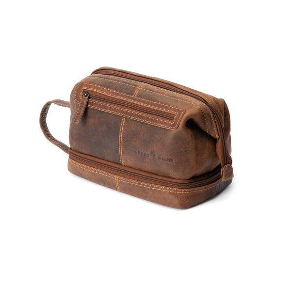 ‘Greenwood Leather’ Leather Toiletry Bag Napier - Sandel