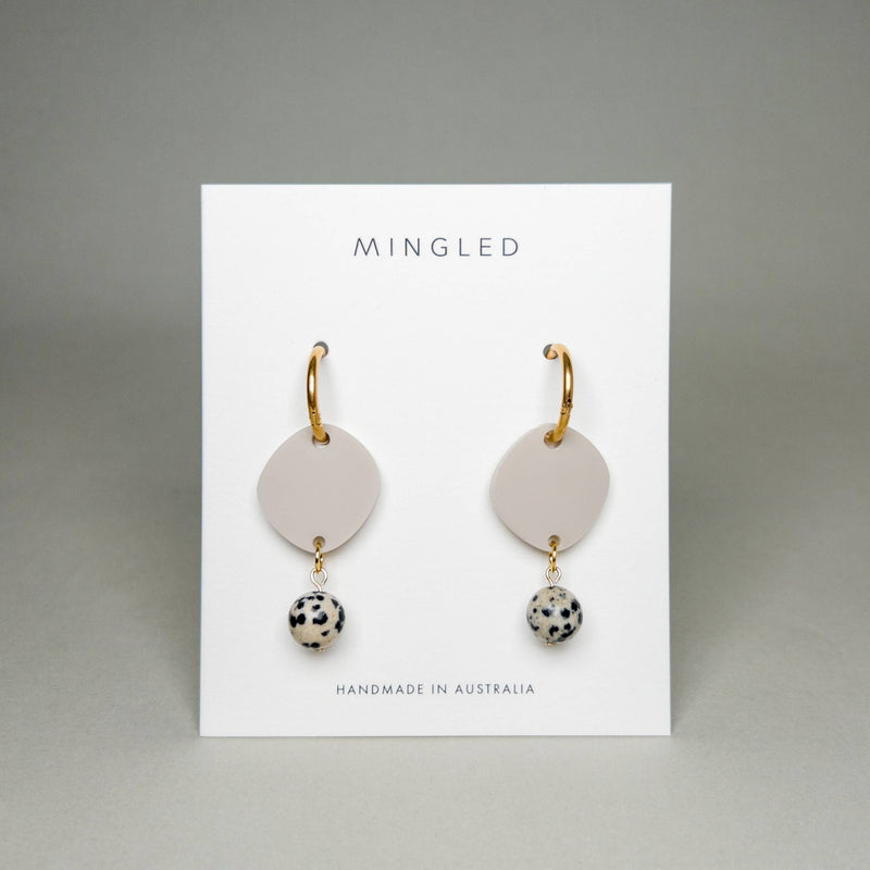 Haven Huggie Dangle Earrings - Ivory Beige