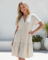Paradise Linen Blend Babydoll Dress