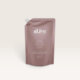 House of Holabox al.ive body 1L refill pouch for Raspberry Blossom & Juniper natural hand and body lotion.