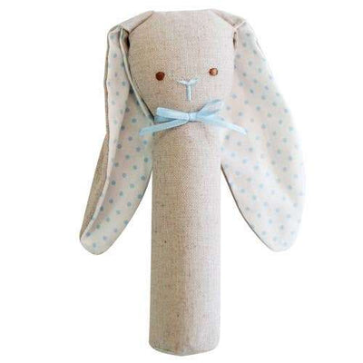 'Alimrose' Bunny Rattle & Squeaker Linen - Blue