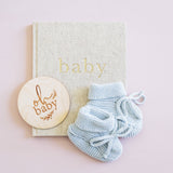 'Alimrose' Knit Baby Booties Blue 0-6mth-House of Holabox