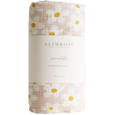 ‘Alimrose’ Muslin Swaddle  -Large Daisies