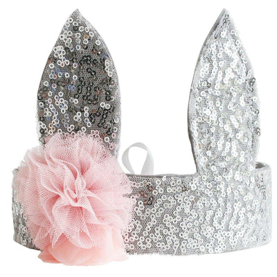 'Alimrose' Sequin Bunny Crown Silver