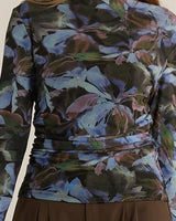 Alix Mesh Top - Blurred Floral