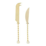 Amalia Set of 2 Stainless Steel/Resin Knives-Ivory-House of Holabox