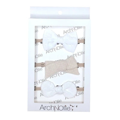 ‘ArchNOllie’ Classic Newborn White Hair Bow Set