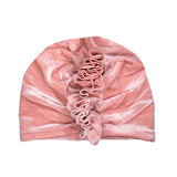 ‘ArchNOllie’ Velvet Ruffle Turban - Assorted-Blush Pink-House of Holabox