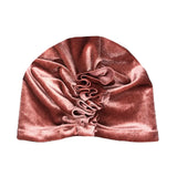 ‘ArchNOllie’ Velvet Ruffle Turban - Assorted-Dark Peach-House of Holabox