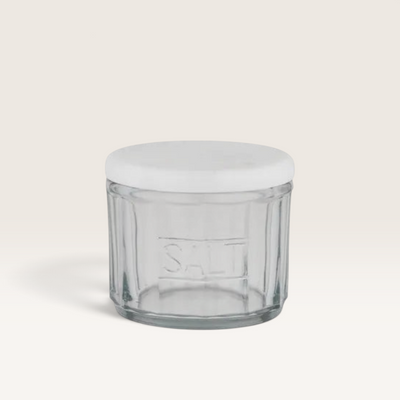 Assemble Mira Marble & Glass Salt Jar White