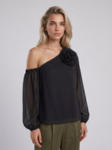 Aveline One Shoulder Flower Top