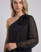 Aveline One Shoulder Flower Top