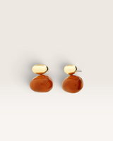 House of Holabox Bauble earrings featuring glossy brown resin stones with polished gold-plated accents.