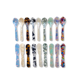 Saltist colourful acrylic spoon and butter knife set in assorted marbled patterns for stylish entertaining.