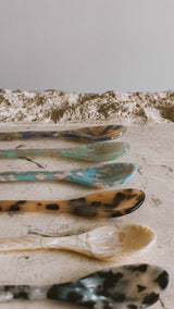 Saltist colourful acrylic spoons in various marbled patterns, perfect for desserts and grazing boards.