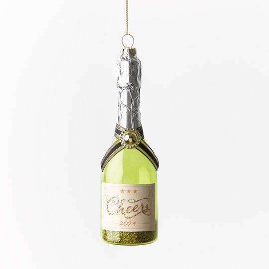 Christmas Ornament Champagne Bottle (pink or green)