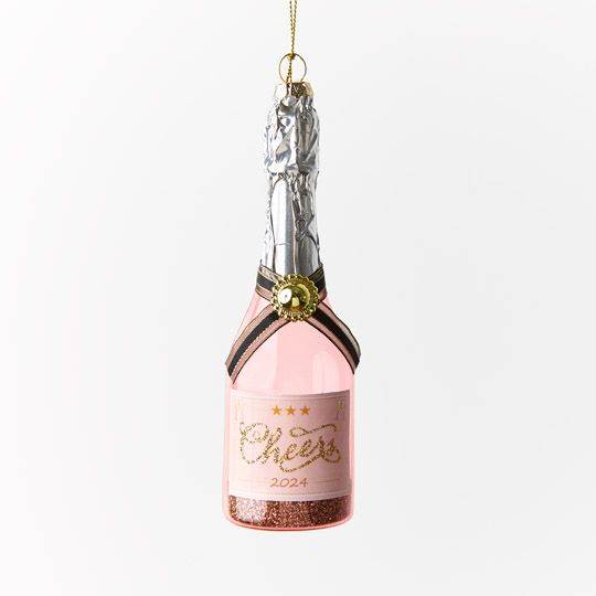 Christmas Ornament Champagne Bottle (pink or green)