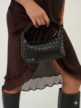 Cleo Woven Handbag in Black-House of Holabox
