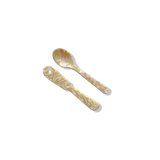 Saltist acrylic spoon and butter knife set in a cream marbled finish, perfect for grazing boards and entertaining.