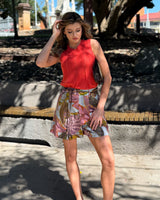 Daria Belted Shorts - Leaf Print 