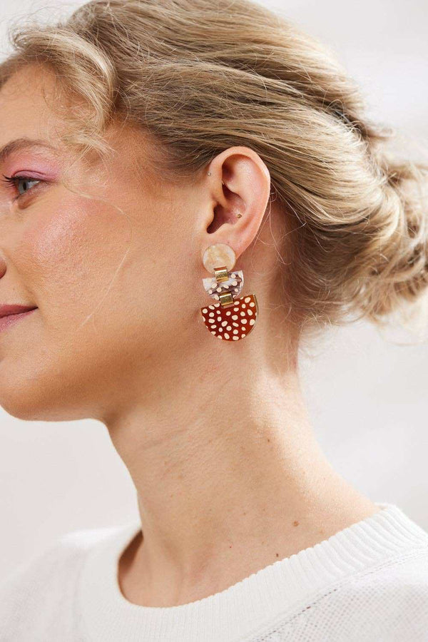 'Martha Jean' Boat Earrings - Brown
