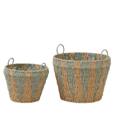 Donata S/2 Woven Basket – Donata S/2 Woven Basket 40x26cm Blue/Nat