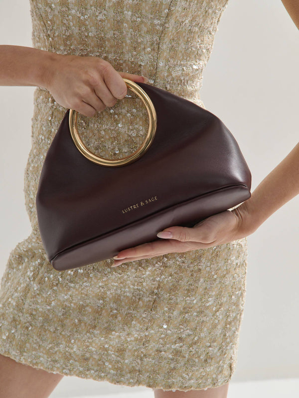 Hailey Statement Handle Bag in Burgundy