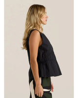 Elin Gathered Tie Top - Black 