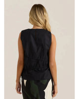 Elin Gathered Tie Top - Black 