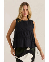 Elin Gathered Tie Top - Black 8 