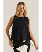 Elin Gathered Tie Top - Black 8 