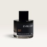House of Holabox EVRLAND Wild Mist Eau De Parfum 50ml bottle with a minimalist black label and dark glass design.