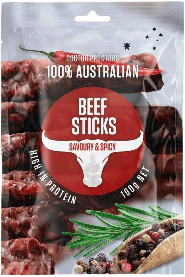 Doctor Proctor's Savoury & Spicy Beef Sticks 100g