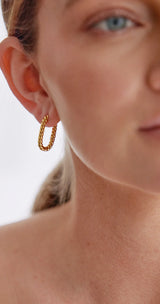 ‘Feather And Noise’ Jordan Gold Earrings-House of Holabox